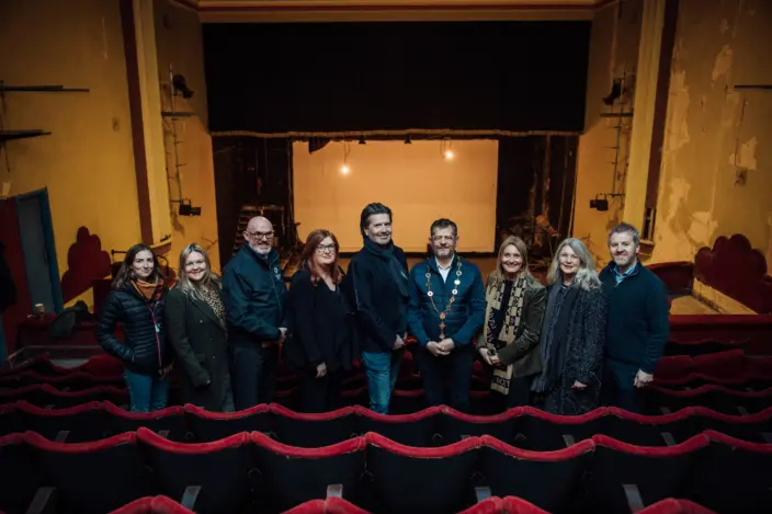 Supporting team pictured inside the old cinema