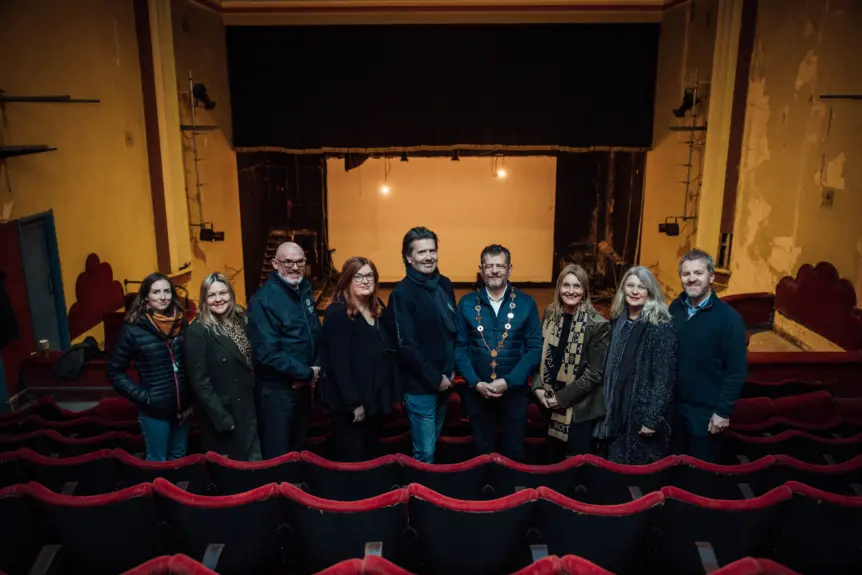 Supporting team pictured inside the old cinema